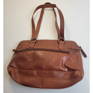 Spikes & Sparrow Brown Genuine Leather Pocket Zip Women's Shoulder Hand Bag